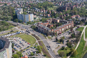 aerial  view of the city suburbs