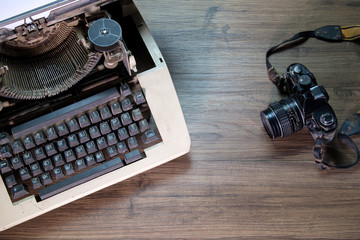 retro typewriter desk hero header