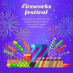 Organization of Fireworks Festival. Pyrotechnic Set