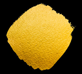 Vector golden brush stroke for you amazing design project. Watercolor texture paint stain isolated on black. Abstract hand painted golden background for greeting, gift, wedding card.