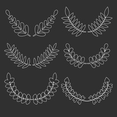 Vector set of design floral wheat laurels and wreaths.
