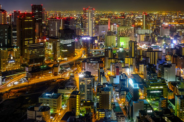 Fototapeta na wymiar Osaka city, Japan night view