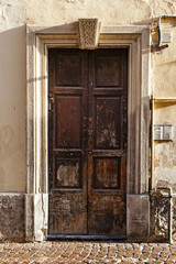 Old Italian antique door. Rome, Italy
