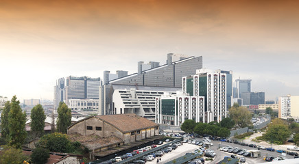 View of the financial district of Naples, Italy
