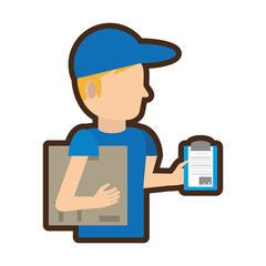 man delivery boxes clipboard vector illustration eps 10