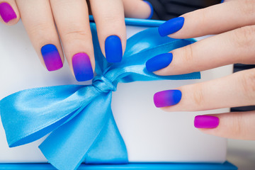 Fototapeta premium Beautiful hands with stylish manicure. Women have natural nails.