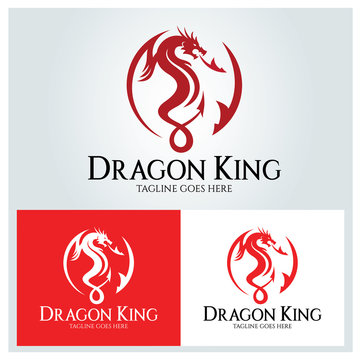 Dragon king logo design template. Vector illustration