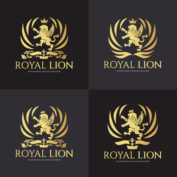 Royal lion logo design template. Element for the brand identity. Vector illustration