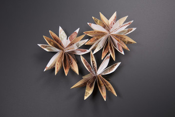 flowers origami banknotes