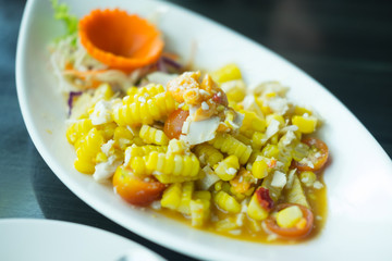 Thai food papaya salad with corn it call 
