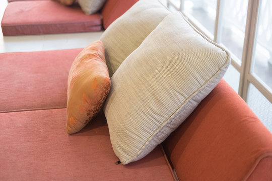sofa and colorful cushions pillows