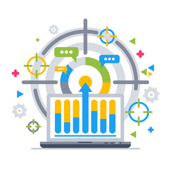 Chart analytics target. Flat design modern vector illustration.