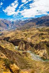 Fototapeta na wymiar Colca Canyon, Peru,South America. Incas to build Farming terraces with Pond and Cliff. One of deepest canyons in world