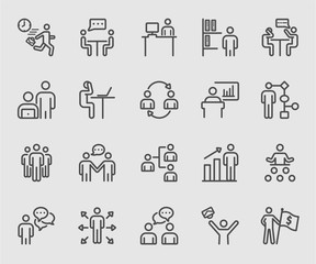 Business human and Work line icon