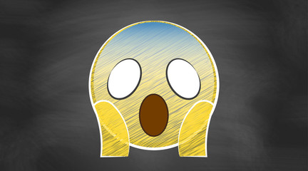 Vor Angst erstarrtes Gesicht | auf Kreidetafel