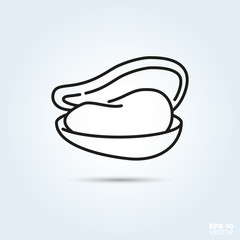 Oyster shell fish vector icon