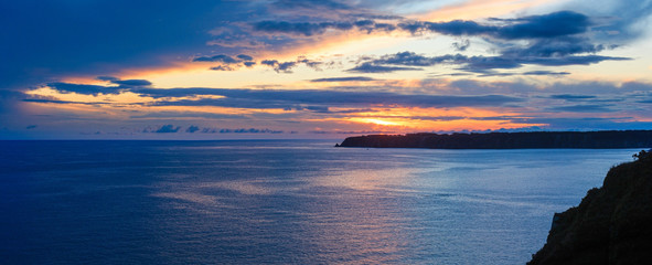 Atlantic sunset coastline landscape (Spain).