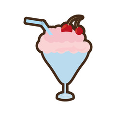 cartoon glass cup ice cream cherry vector illustration eps 10