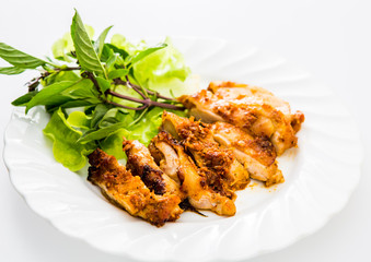 roasted chicken with herb on plate