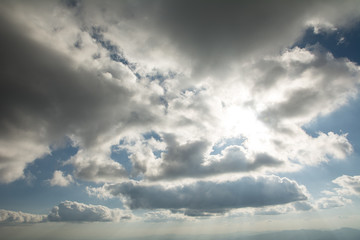 The cloudy sky