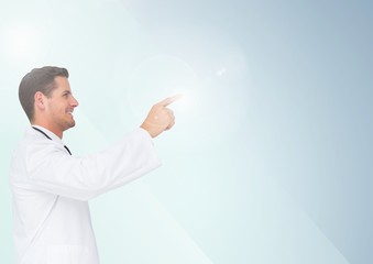 Doctor pretending to touch an invisible screen