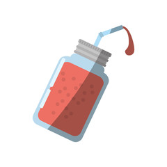 cartoon glass jar juice shadow vector illustration eps 10