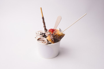 plombir, ice cream, ice roll with chocolate - 139115716