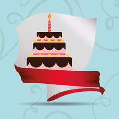 card cake birthday ribbon vector illustration eps 10