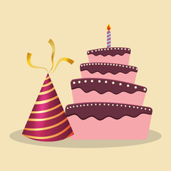 birthday cake hat decoration party vector illustration eps 10