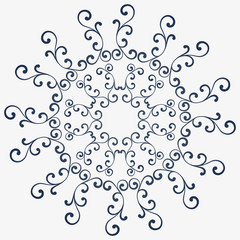 Decorative round frame. Abstract floral ornament.