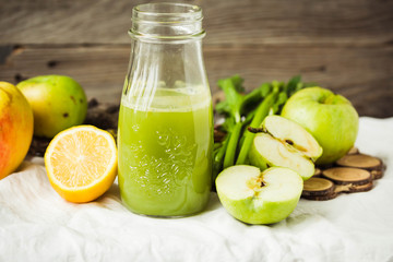 Detox fresh organic juice from green apple and celery