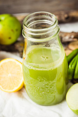 Detox fresh organic juice from green apple and celery