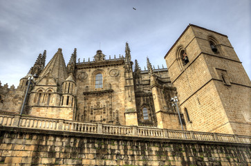 Fototapeta na wymiar Lateral facade of Catedral de Santa Maria of Plasencia, Spain