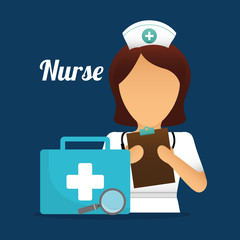 nurse suitcase first aid clipboard report medical vector illustration eps 10