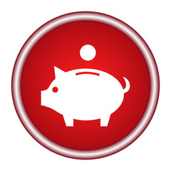 Pig icon on a red background. Vector illustration.