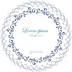 Decorative round frame. Abstract floral ornament.