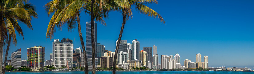 Miami daylight Skyline Panorama - obrazy, fototapety, plakaty