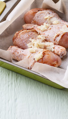 Unprepared poultry legs on plate