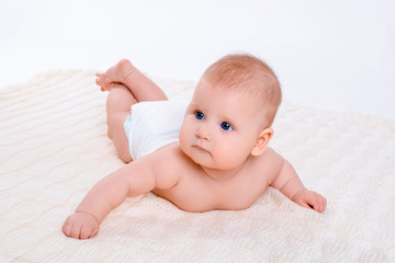 Cute baby girl on white background with isolation