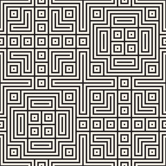 Geometric Ethnic Background with Symmetric Lines Lattice. Vector Abstract Seamless Pattern.