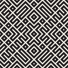 Geometric Ethnic Background with Symmetric Lines Lattice. Vector Abstract Seamless Pattern.