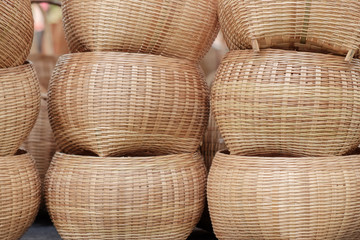 Basketry / Closeup baskets on the table in the market.