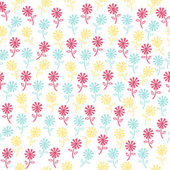 seamless colorful floral pattern on white background