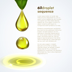 Oil drop sequence with olive leaf