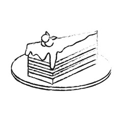 cake with frosting pastry icon image vector illustration design 
