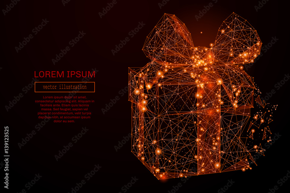 Poster abstract mash line and point tulip on background with an inscription. starry sky or space, consistin