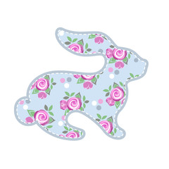 Easter Bunny. Vector vintage rabbit with roses