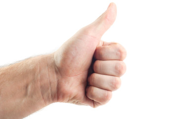 thumbs up, isolated on white background,