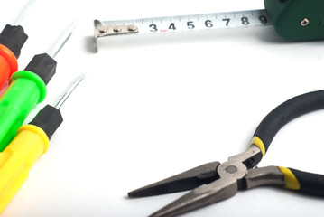 set of repair tools, screwdrivers,