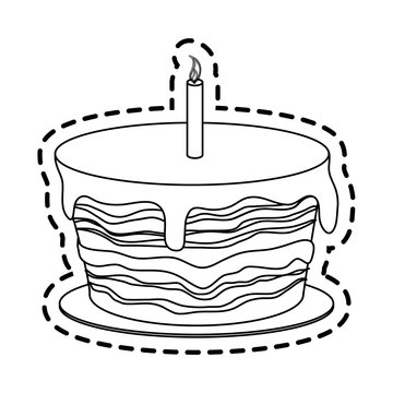 cake with frosting pastry icon image vector illustration design 